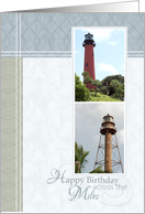 Happy Birthday Across the Miles with Two Lighthouse Photos card