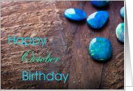 Happy October Birthday with Opal Birthstone card