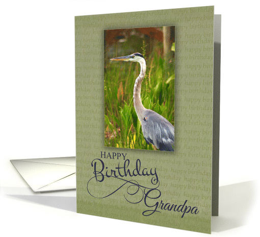 Happy Birthday Grandpa with Blue Heron Bird Photo card (1293090)