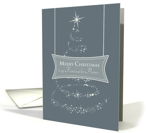 Merry Christmas to my Friend and her Partner with Sparkling Tree card