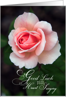 Good Luck with your Heart Surgery with Pink Rose Photo card