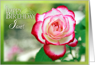 Happy Birthday Janet with Pretty Garden Rose Photo card
