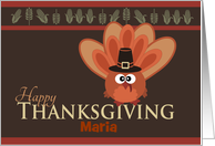 Goofy Turkey Happy Thanksgiving Custom Name card