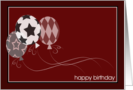 Happy Birthday to Employee with Three Balloons Deep Red Gray and Black card