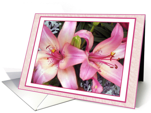 Pink Lilies-Happy Birthday for Great Aunt card (419369)