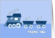 Blue Train Baby Shower Thank You for Gift card
