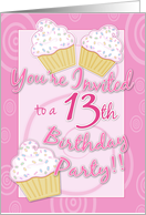 13th Birthday Party Invite- Pink Cupcakes card