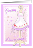 Cousin, Will You Be My Flower Girl? Pink Flowergirl Dress card