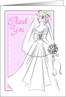 Thank You for Being My Maid of Honor- Wedding Gown Ink Drawing card
