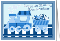 Happy 1st Birthday to Grand Nephew with Blue Train card