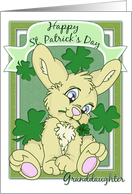 Happy St Patricks Day to my Granddaughter with Bunny Holding Clover card