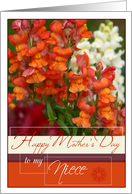 Happy Mothers Day to My Niece with Photo of Snapdragons card