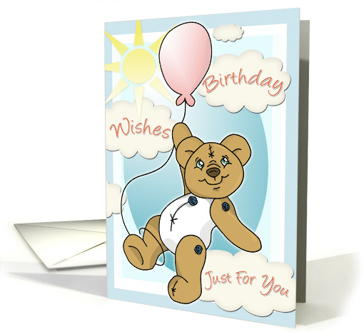 Birthday Wishes. Button Bear with Balloon card (616272)