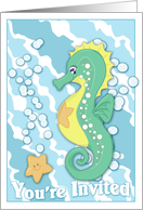 Sea Horse and Starfish Party Invitation card
