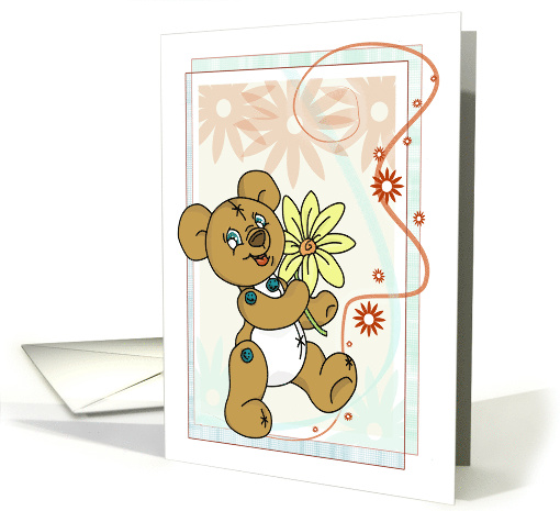 Button Bear with Flower. Congratulations card (634998)