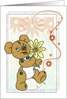 Button Bear with Flower. Congratulations Card