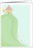New Address Announcement with House on a Hill card