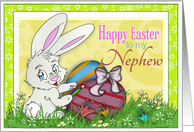 Happy Easter to My Nephew with Bunny Painting Eggs card