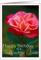 Happy Birthday to a Wonderful Cousin with a Pretty Rose Picture card