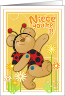 Ladybug Bear- Niece 3rd Birthday card
