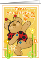 Ladybug Bear for Great Granddaughter 3rd Birthday card