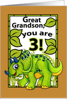 Great Grandson 3rd Birthday Dinosaur Card