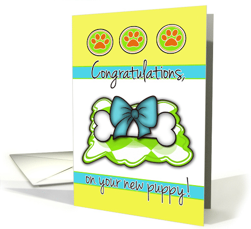 Congratulations on Your New Puppy! Bone with Bow card (846143)