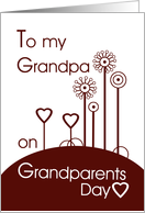 Happy Grandparents Day for Grandpa- Red Hearts and Flowers card