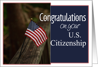 US Citizenship- Congratulations- Flag card