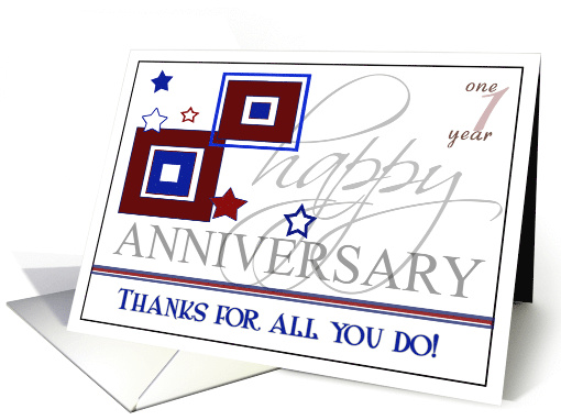 Custom Company Anniversary Card Red White and Blue Colors card