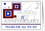 Custom Company Anniversary Card Red White and Blue Colors card