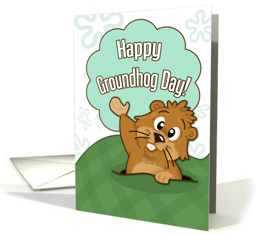 Happy Groundhog Day with Cute Groundhog Illustration card (896835)