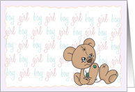 Gender Neutral, Gender Reveal Party Invitation with button bear card