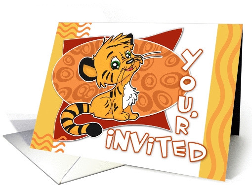 Birthday Invitation General- Cute Tiger Cub Illustration card (911687)