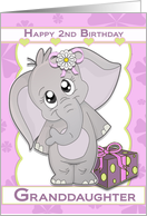 Happy 2nd Birthday Granddaughter with Cute Elephant card
