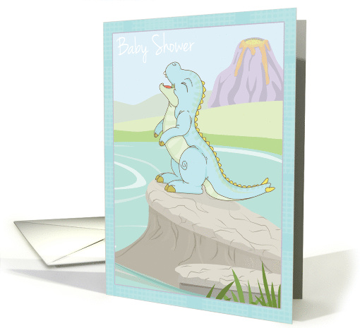 Baby Shower invite for Boy with a cute T-Rex dinosaur card (942011)