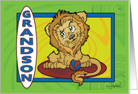 Happy Birthday Grandson with Circus Lion Cartoon card