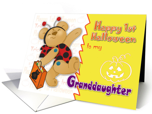 Happy 1st Halloween Granddaughter-Button bear card (982477)