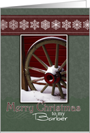 Merry Christmas to my Barber Festive Snow Covered Wheel Photo card