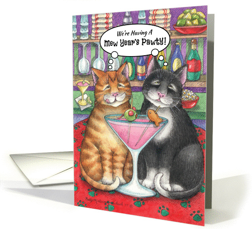 New Year's Party Invitation Cats (Bud & Tony) card (1099196)
