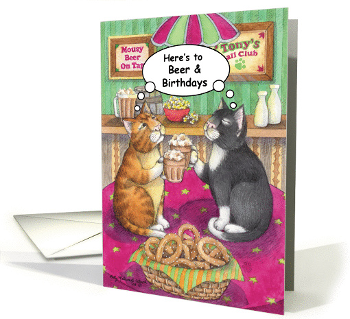 Beer Birthday Cats (Bud & Tony) card (1101214)