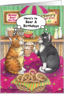 Beer Birthday Cats (Bud & Tony) card