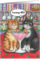 Cats 40th Birthday (Bud & Tony) card