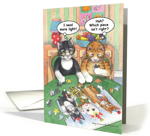 Old Cats Jigsaw Puzzle Birthday (Bud & Tony) card (1144188)