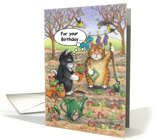 Birthday Garden Cats (Bud & Tony) card (1279304)