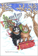 Hanukkah and Christmas Cats Happy Holiday Wish Chrismukkah card