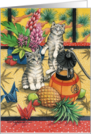 Tabby Cats W/Origami Cranes Thank You EK #3 card