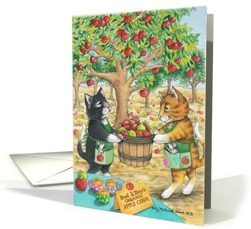 Cats Apple Picking Birthday (Bud & Tony) card (374698)
