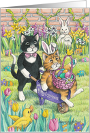 Cats Delivering Easter Eggs (Bud & Tony) card