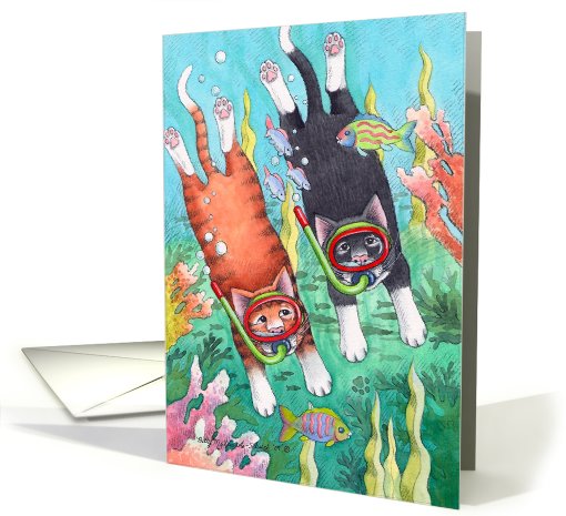 Cats Snorkeling/Scuba Diving Birthday (Bud & Tony) card (492754)
